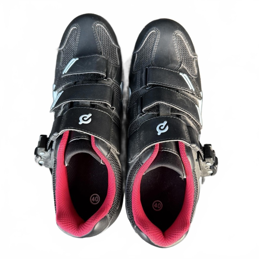Peloton Cycling Shoes Size 40 Black‎ with Red Interior